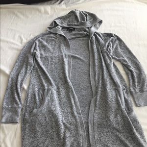 Gray hooded cardigan